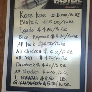 Lunch menu - made fresh daily! Changes from time to time