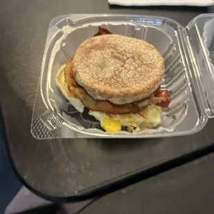 Bacon egg cheese on a English muffin