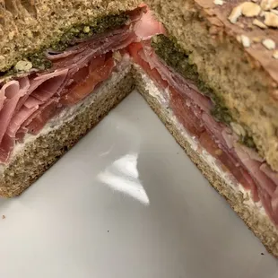 Prosciutto sandwich on a multi grain roll