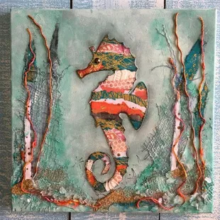 the lovely Seahorse (1 of 3) - a favorite Mixed Media Class!