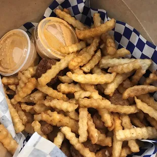 Cajun fries, hush puppies and jalapeño coins