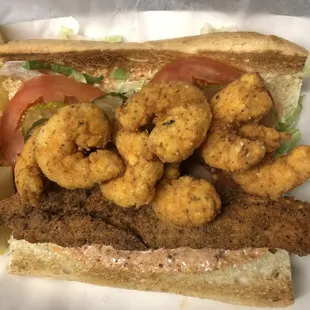 Gulf Shrimp and MS Catfish Po'Boy
