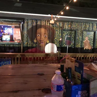 a woman in a restaurant