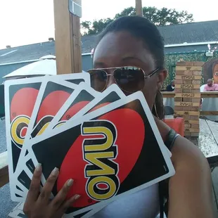 Me, with my Giant Uno cards!