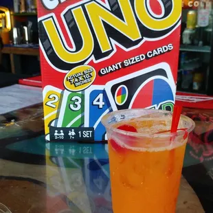 Sunset on the fly ( great drink,btw) with Giant Uno!