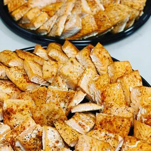 a close up of a plate of chicken