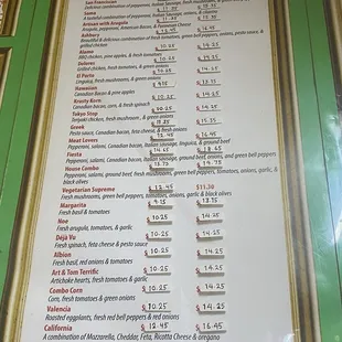 Menu as of visit on Oct. 28, 2024