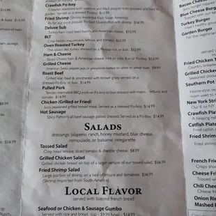 Po-Boy Sandwiches, Salads, and Local Flavor