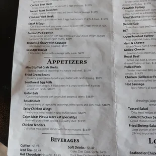 Breakfast, Appetizers, and Beverages