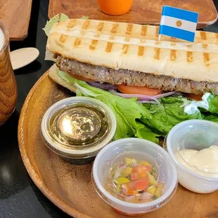 Choripan with some awesome  chimichurri sauce