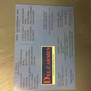 menu