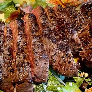 My salad with steak on it