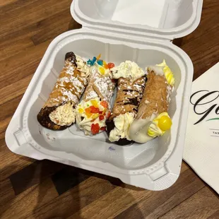 a dessert in a styrofoam container