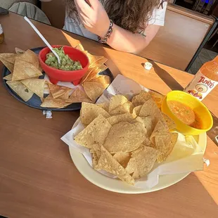Light chips and salsa / heavy chips and guacamole
