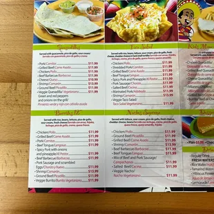 Quesadillas, Burritos, Taco Salad, Nachos Supreme