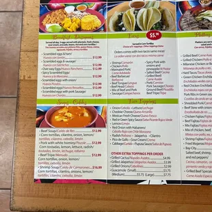 Breakfast, Soups, Tacos &amp; toppings