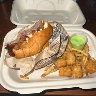 a sandwich and fries