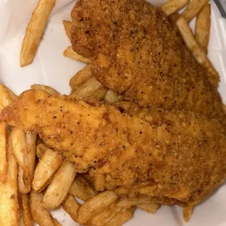 Chicken Fingers with Fries and Coleslaw