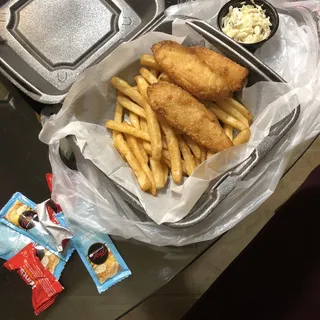 Fish and Chips with Fries and Coleslaw