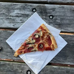 Pepperoni and mushroom pizza