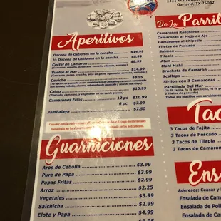 menu