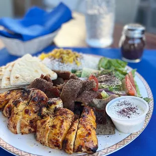 Combination grill with chicken and gyros