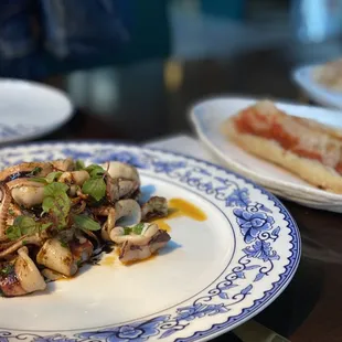 CALAMARES A LA BRASA Grilled Wild Squid, Mallorcan Marinade, Squid Ink Sauce