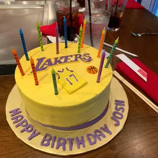 a birthday cake with candles