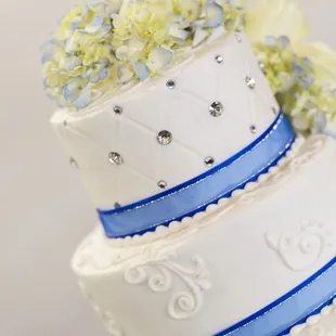 Gorgeous, delicious wedding cake by Lucy. Vanilla with lemon filling, vanilla with strawberry filling, &amp; chocolate with chocolate filling.