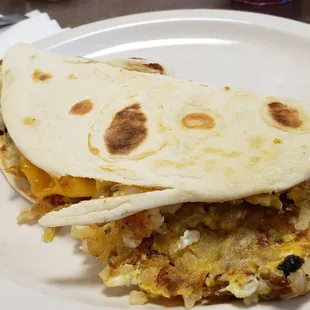 a tortilla on a plate