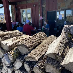 Patio seating in front