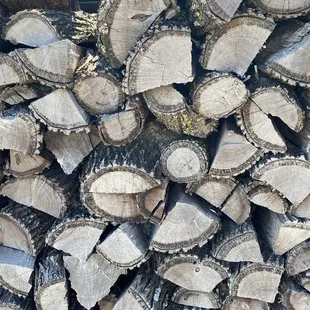 There's so many different kinds of wood stacked up into walls. It was so nice to see the difference in them and the art of their BBQ.