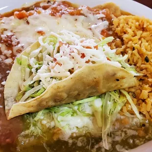 Mexican Plate with green enchilada