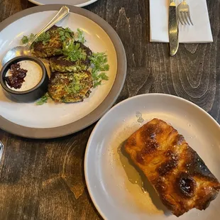 Zucchini fritter &amp; foccacia