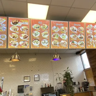 menus on the wall