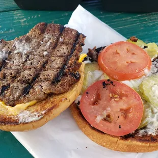 Burned, tasteless burger