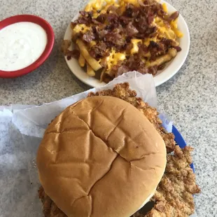 Steak Sandwich Supreme and loaded fries.