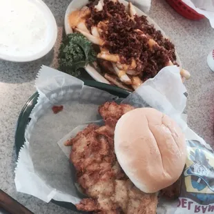 Steak sandwich and supreme fries.