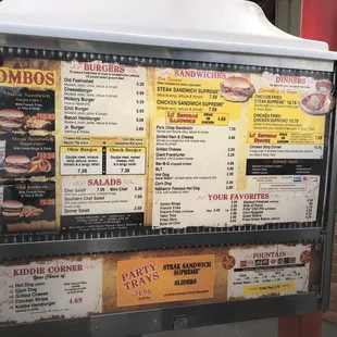 a menu board for a fast food restaurant