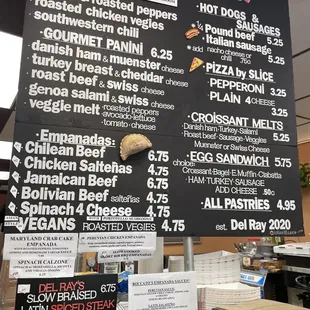 a menu on a blackboard