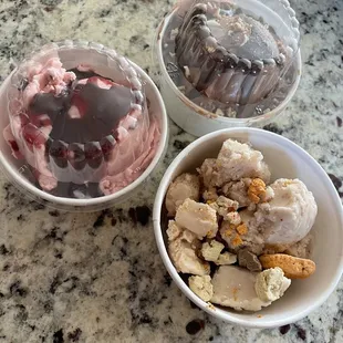 Top Reese's  Left cherry and strawberry jubilee Right doggie treat!!!