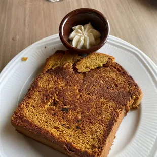 Slice of Warm Homemade Pumpkin Bread