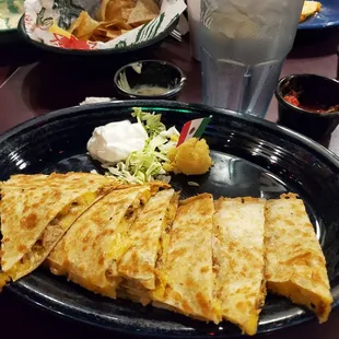 a plate of quesadillas