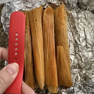 Tiny pork tamales