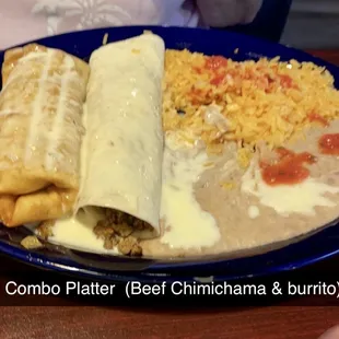 a plate of burritos and rice