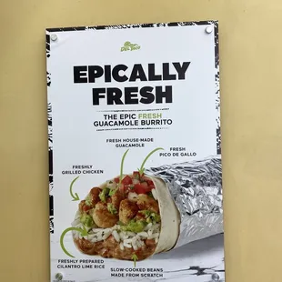 a menu for a burrito