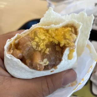 Bean and Cheese Burrito. While not as loaded with cheese as Taco Bravo, still pretty decent.