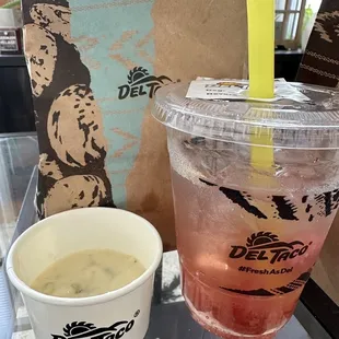 Chips &amp; Queso (Regular-sized - ate some already) and Real Strawberry Sprite