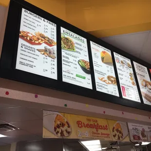 menus on the wall of a restaurant