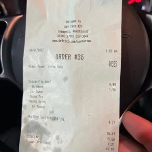 Proof I was a customer.